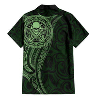 New Zealand Skull Darts Family Matching Mermaid Dress and Hawaiian Shirt Aotearoa Maori Chest Tattoo Stylized Green LT14 - Polynesian Pride