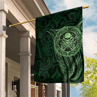 New Zealand Skull Darts Garden Flag Aotearoa Maori Chest Tattoo Stylized Green LT14 House Flag Green - Polynesian Pride