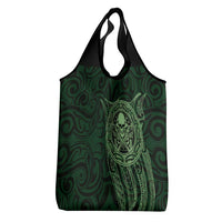 New Zealand Skull Darts Grocery Bag Aotearoa Maori Chest Tattoo Stylized Green LT14 - Polynesian Pride