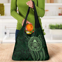 New Zealand Skull Darts Grocery Bag Aotearoa Maori Chest Tattoo Stylized Green LT14 - Polynesian Pride