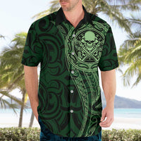 New Zealand Skull Darts Hawaiian Shirt Aotearoa Maori Chest Tattoo Stylized Green LT14 - Polynesian Pride