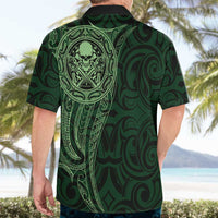 New Zealand Skull Darts Hawaiian Shirt Aotearoa Maori Chest Tattoo Stylized Green LT14 - Polynesian Pride