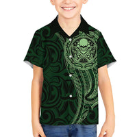 New Zealand Skull Darts Hawaiian Shirt Aotearoa Maori Chest Tattoo Stylized Green LT14 - Polynesian Pride