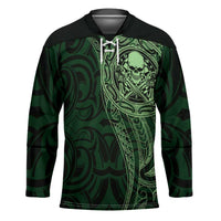 New Zealand Skull Darts Hockey Jersey Aotearoa Maori Chest Tattoo Stylized Green LT14 Unisex Green - Polynesian Pride