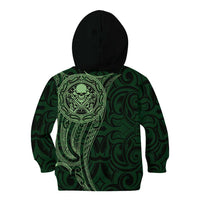 New Zealand Skull Darts Kid Hoodie Aotearoa Maori Chest Tattoo Stylized Green LT14 - Polynesian Pride