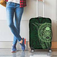 New Zealand Skull Darts Luggage Cover Aotearoa Maori Chest Tattoo Stylized Green - Polynesian Pride