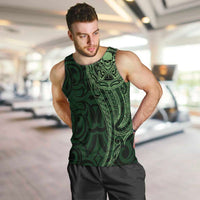 New Zealand Skull Darts Men Tank Top Aotearoa Maori Chest Tattoo Stylized Green LT14 Green - Polynesian Pride
