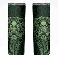 New Zealand Skull Darts Skinny Tumbler Aotearoa Maori Chest Tattoo Stylized Green LT14 Green - Polynesian Pride