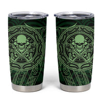 New Zealand Skull Darts Tumbler Cup Aotearoa Maori Chest Tattoo Stylized Green LT14 Green - Polynesian Pride