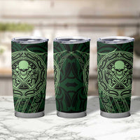 New Zealand Skull Darts Tumbler Cup Aotearoa Maori Chest Tattoo Stylized Green LT14 - Polynesian Pride