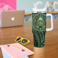 New Zealand Skull Darts Tumbler With Handle Aotearoa Maori Chest Tattoo Stylized Green LT14 - Polynesian Pride