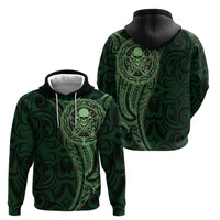 New Zealand Skull Darts Zip Hoodie Aotearoa Maori Chest Tattoo Stylized Green LT14 - Polynesian Pride