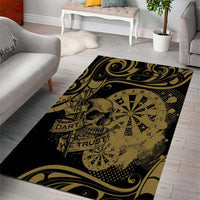 New Zealand Darts Area Rug Skull In Dart We Trust Maori Pattern - Polynesian Pride