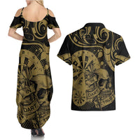 New Zealand Darts Couples Matching Summer Maxi Dress and Hawaiian Shirt Skull In Dart We Trust Maori Pattern LT14 - Polynesian Pride