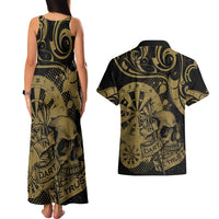 New Zealand Darts Couples Matching Tank Maxi Dress and Hawaiian Shirt Skull In Dart We Trust Maori Pattern LT14 - Polynesian Pride
