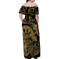 New Zealand Darts Family Matching Off Shoulder Maxi Dress and Hawaiian Shirt Skull In Dart We Trust Maori Pattern LT14 - Polynesian Pride