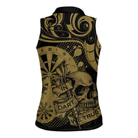 New Zealand Darts Women Sleeveless Polo Shirt Skull In Dart We Trust Maori Pattern LT14 - Polynesian Pride