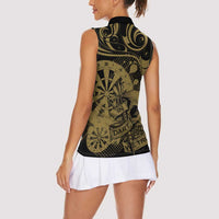 New Zealand Darts Women Sleeveless Polo Shirt Skull In Dart We Trust Maori Pattern LT14 - Polynesian Pride