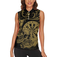 New Zealand Darts Women Sleeveless Polo Shirt Skull In Dart We Trust Maori Pattern LT14 - Polynesian Pride