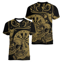 New Zealand Darts Women V-Neck T-Shirt Skull In Dart We Trust Maori Pattern LT14 - Polynesian Pride