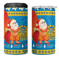 Tuvalu Christmas 4 in 1 Can Cooler Tumbler Cute Santa Manuia te Kilisimasi LT14 One Size: 16 oz Blue - Polynesian Pride
