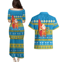Tuvalu Christmas Couples Matching Puletasi and Hawaiian Shirt Cute Santa Manuia te Kilisimasi LT14 - Polynesian Pride