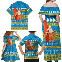Tuvalu Christmas Family Matching Off Shoulder Maxi Dress and Hawaiian Shirt Cute Santa Manuia te Kilisimasi LT14 - Polynesian Pride