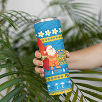Tuvalu Christmas Skinny Tumbler Cute Santa Manuia te Kilisimasi LT14 - Polynesian Pride