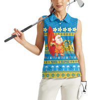 Tuvalu Christmas Women Sleeveless Polo Shirt Cute Santa Manuia te Kilisimasi LT14 - Polynesian Pride