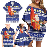 Nauru Christmas Family Matching Off Shoulder Short Dress and Hawaiian Shirt Cute Santa Coat Of Arms Merry Xmas LT14 - Polynesian Pride
