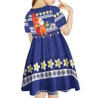 Nauru Christmas Kid Short Sleeve Dress Cute Santa Coat Of Arms Merry Xmas LT14 - Polynesian Pride
