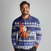 Nauru Christmas Long Sleeve Polo Shirt Cute Santa Coat Of Arms Merry Xmas LT14 - Polynesian Pride