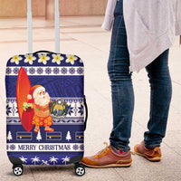 Nauru Christmas Luggage Cover Cute Santa Coat Of Arms Merry Xmas LT14 Navy Blue - Polynesian Pride