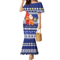 Nauru Christmas Mermaid Dress Cute Santa Coat Of Arms Merry Xmas LT14 Women Navy Blue - Polynesian Pride