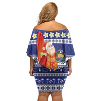 Nauru Christmas Off Shoulder Short Dress Cute Santa Coat Of Arms Merry Xmas LT14 - Polynesian Pride