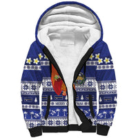 Nauru Christmas Sherpa Hoodie Cute Santa Coat Of Arms Merry Xmas LT14 Unisex Navy Blue - Polynesian Pride
