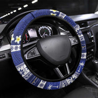 Nauru Christmas Steering Wheel Cover Cute Santa Coat Of Arms Merry Xmas LT14 Universal Fit Navy Blue - Polynesian Pride