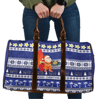 Nauru Christmas Travel Bag Cute Santa Coat Of Arms Merry Xmas LT14 Navy Blue - Polynesian Pride