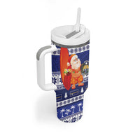 Nauru Christmas Tumbler With Handle Cute Santa Coat Of Arms Merry Xmas LT14 - Polynesian Pride
