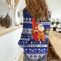 Nauru Christmas Women Casual Shirt Cute Santa Coat Of Arms Merry Xmas LT14 - Polynesian Pride