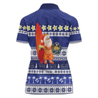 Nauru Christmas Women Polo Shirt Cute Santa Coat Of Arms Merry Xmas - Polynesian Pride