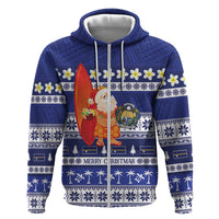 Nauru Christmas Zip Hoodie Cute Santa Coat Of Arms Merry Xmas LT14 Zip Hoodie Navy Blue - Polynesian Pride