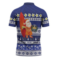 Nauru Christmas Zipper Polo Shirt Cute Santa Coat Of Arms Merry Xmas LT14 - Polynesian Pride