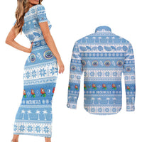 FSM Christmas Couples Matching Short Sleeve Bodycon Dress and Long Sleeve Button Shirt Merry Xmas Federated States of Micronesia LT14 - Polynesian Pride