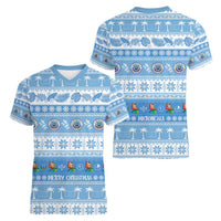FSM Christmas Women V-Neck T-Shirt Merry Xmas Federated States of Micronesia LT14 - Polynesian Pride