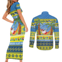 Palau Christmas Couples Matching Short Sleeve Bodycon Dress and Long Sleeve Button Shirt Chilling Santa Ungil Kurismas LT14 - Polynesian Pride