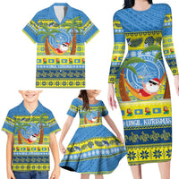 Palau Christmas Family Matching Long Sleeve Bodycon Dress and Hawaiian Shirt Chilling Santa Ungil Kurismas LT14 - Polynesian Pride