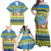 Palau Christmas Family Matching Off Shoulder Maxi Dress and Hawaiian Shirt Chilling Santa Ungil Kurismas LT14 - Polynesian Pride