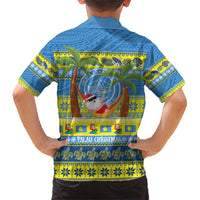 Palau Christmas Family Matching Short Sleeve Bodycon Dress and Hawaiian Shirt Chilling Santa Ungil Kurismas LT14 - Polynesian Pride