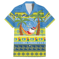 Palau Christmas Family Matching Summer Maxi Dress and Hawaiian Shirt Chilling Santa Ungil Kurismas LT14 Dad's Shirt - Short Sleeve Yellow - Polynesian Pride